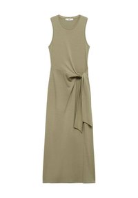 MIDI WITH KNOT DETAIL - Obleka iz džersija - khaki