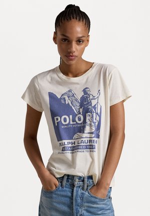 SHRUNKEN FIT GRAPHIC JERSEY TEE - T-Shirt print - warm white