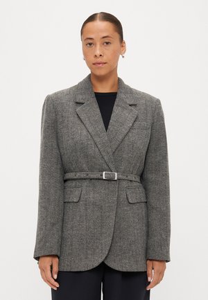 HERRINGBONE BELTED  - Casaco curto - grey