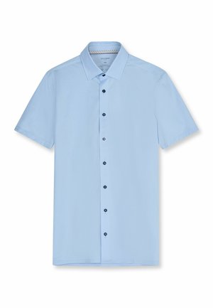 Light blue short-sleeve button-up shirt with a classic collar and dark buttons, size 40, laid flat on a white background.