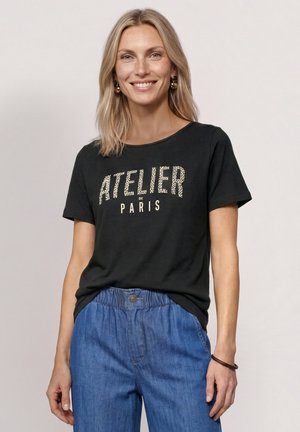 Street One, T-SHIRT WITH CREW NECK AND FRONT PRINT - T-shirt con stampa - black