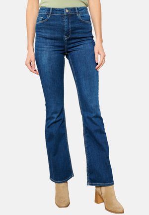 WITH HIGH WAIST - Bootcut-farkut - dark blue