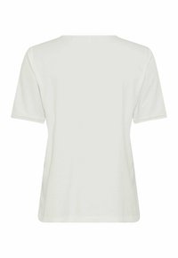 Lichtgrijs T-shirt met korte mouwen en een ronde halslijn. Kenmerkt zich door een zachte textuur en subtiele stikseldetails langs de mouwen.