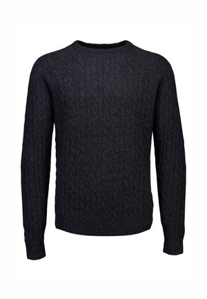 RAGLAN CABLE O-NECK - Trui - charcoal mel