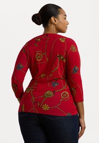 Lauren Ralph Lauren Woman BELTING PRINT JERSEY SURPLICE TOP - Hosszú ujjú felső - red multi