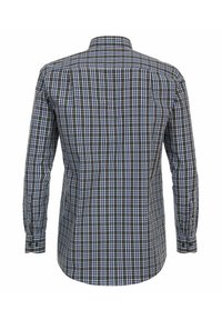 Heren langlopende geruite overhemden in navy, wit en groen, voorzien van een kraag, knoopmanchetten en een rugplooi voor extra bewegingsvrijheid.