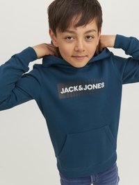 Jack & Jones Junior JJECORP LOGO PLAY - Mikina s kapucí - sailor blue