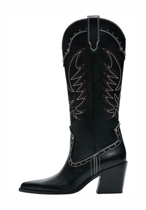 STUDDED HEELED - Kaubojske/motorističke čizme - black