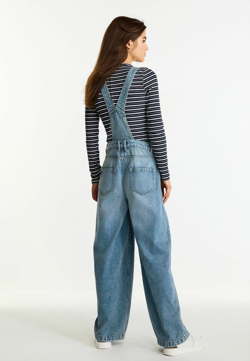 Salopette En Jean Fille Bretelles à Volants Stone - Foto 6