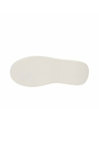 Insole bianco testurizzato con bordi lisci e superficie rigata. Presenta una punta arrotondata e una sezione del tallone rialzata per un maggiore ammortizzamento.