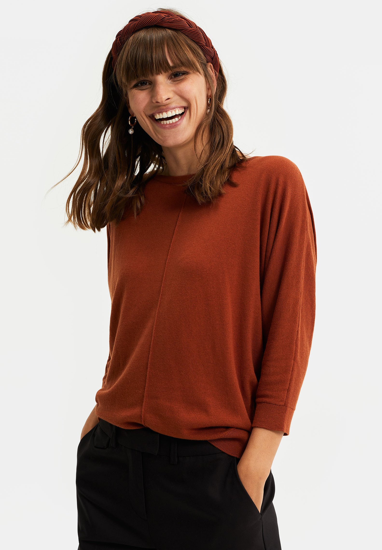 WE Fashion FIJNGEBREIDE TRUI Trui terra cottaGraniet WE Fashion Trui terra cottaGraniet Zalando.nl