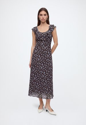 Forever New RUFFLE COLLAR DRESS - Freizeitkleid - choc ray ditsy
