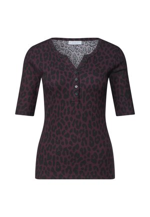 Street One Studio, T-SHIRT MIT SPLIT NECK UND LEO-MUSTER - T-shirts print - very berry