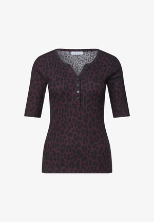 Street One Studio, T-SHIRT MIT SPLIT NECK UND LEO-MUSTER - T-Shirt print - very berry