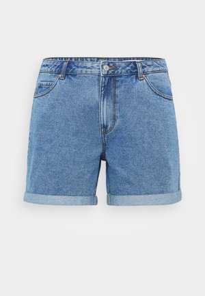 Şorturi din denim de culoare albastru deschis, cu tiv răsucit, design cu cinci buzunare, închidere cu nasture și detalii cusute. Fabricate din material de bumbac.