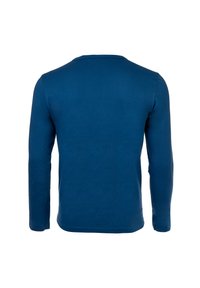 Langsleeve T-shirt in donkerblauw, gemaakt van zachte katoen, met een ronde hals, aansluitende mouwen en een gladde textuur zonder zichtbare patronen.
