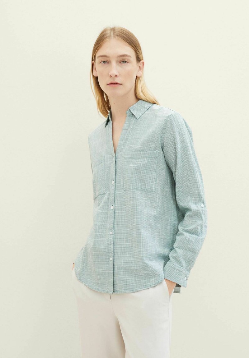 TOM TAILOR WITH SLUB STRUCTURE - Camicia - sea pine green