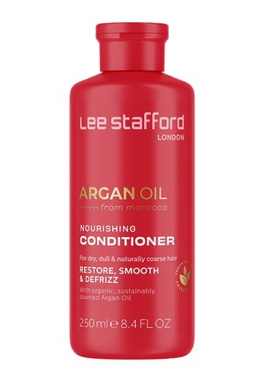 Fles Red Lee Stafford Argan Oil Nourishing Conditioner, 250 ml, voor droog en ruw haar, herstelt, verzacht en temt kroezen met biologische arganolie, veganistisch en dierproefvrij.