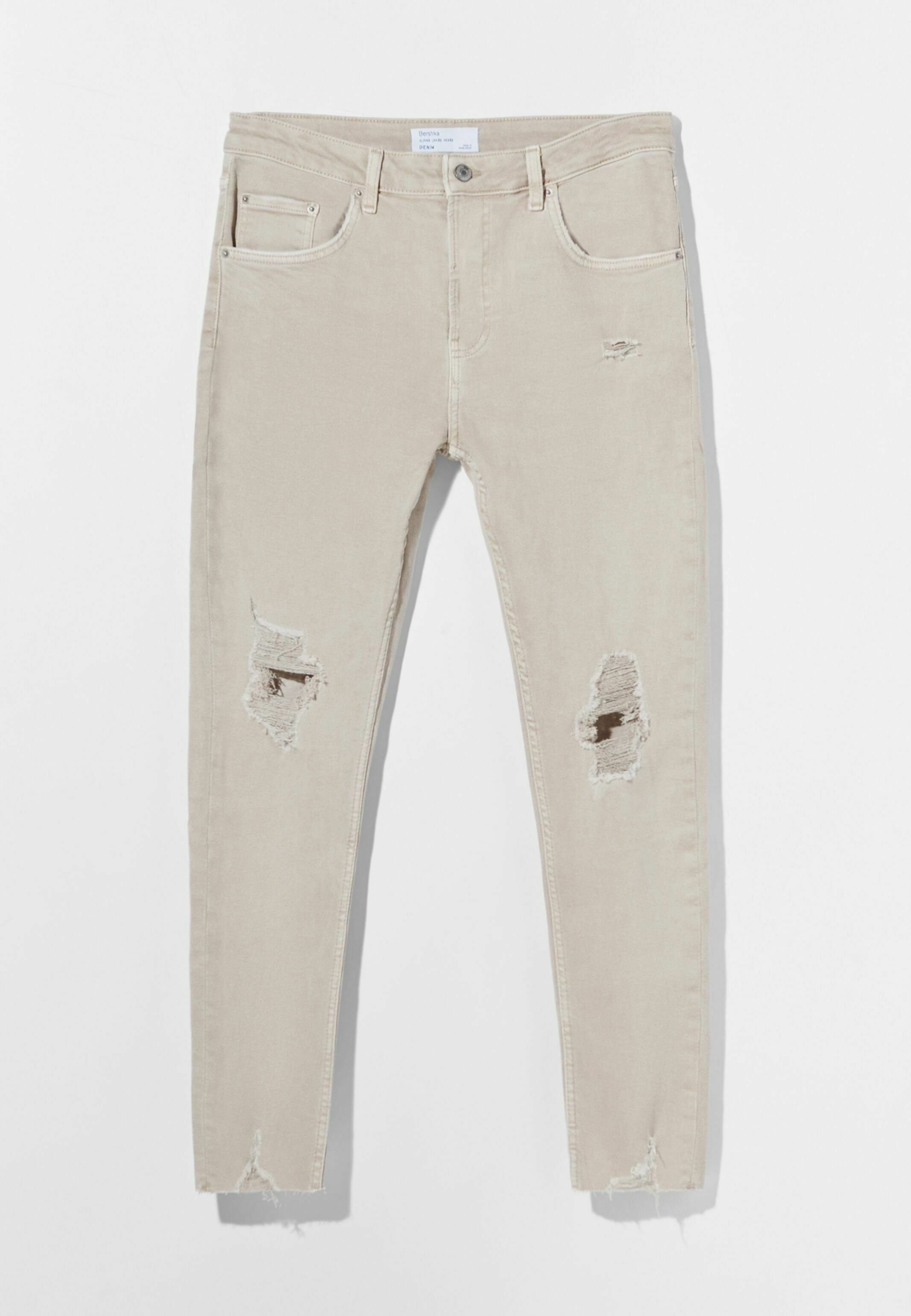 Bershka MIT RISSEN - Jeans Skinny Fit - nude/Nude - Zalando.be