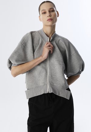 RELAXED FIT CONTRAST GROSGRAIN - Felpa con zip - grey