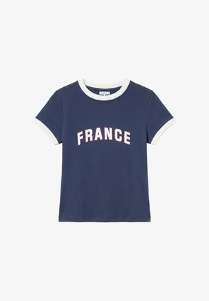 PULL&BEAR, SLIM FIT SHORT SLEEVE FRANCE GRAPHIC - T-SHIRT - T-shirt imprimé - dark blue