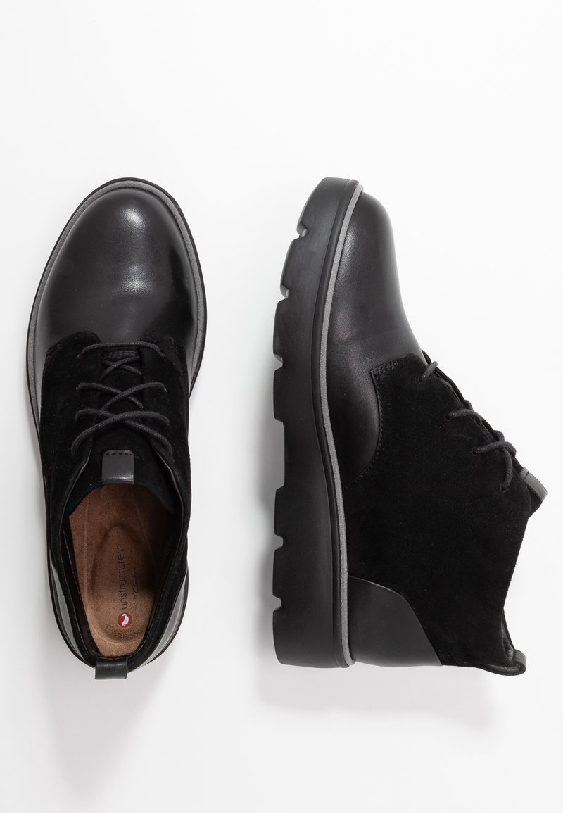 Bottines Ankle Boots Clarks Pour Femme En Cuir Noir - Taille 6 UK - Talon Moyen - Occasion En Bon État