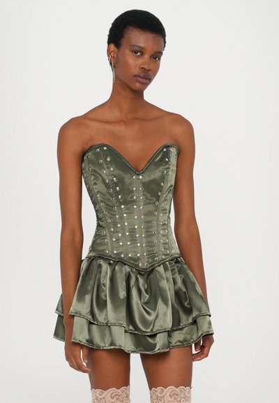 Sinead Gorey STUDDED CORSET MINI DRESS - Koktailové šaty/večierkové šaty - khaki