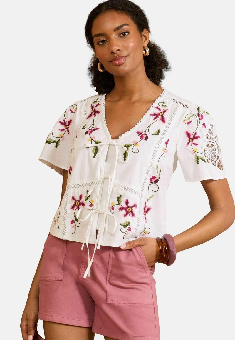 Love & Roses SHORT SLEEVE - Camicetta - ivory white