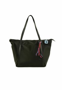 SATIN TOTE BAG WITH MULTICOLOR TASSEL DETAIL - Maisiņveida soma - black
