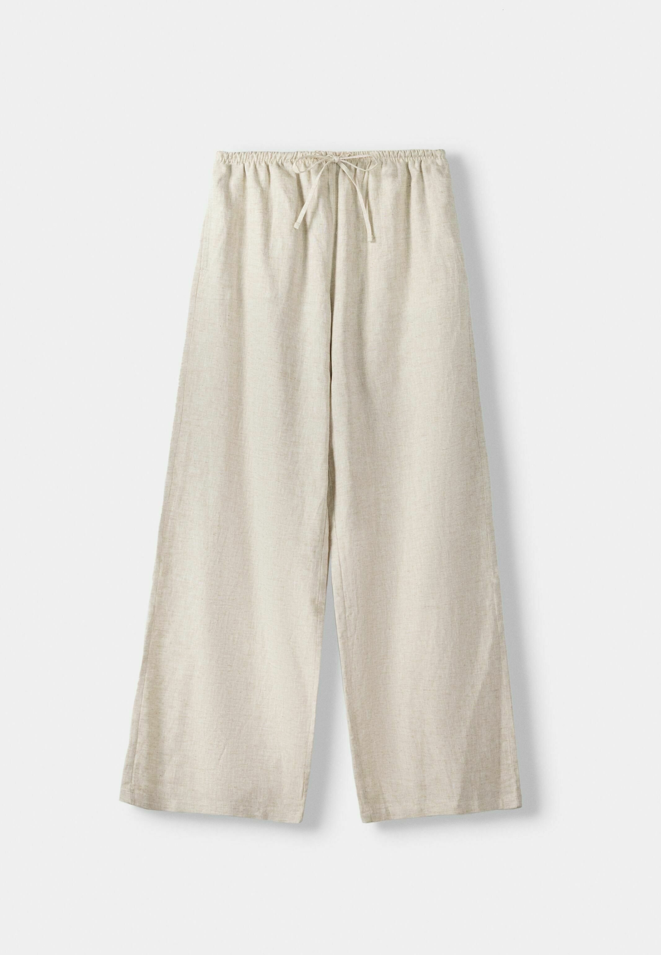 Beige straight-leg trousers