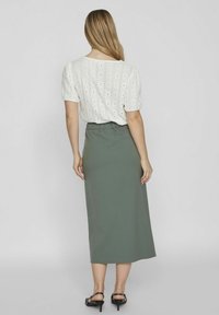 VILA HIGH WAIST - Maxisukňa - duck green