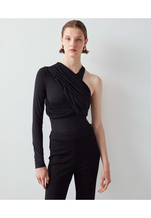 ONE-SHOULDER DRAPED - T-shirt basic - black
