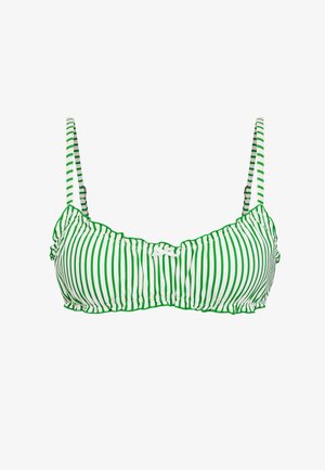 Cupshe, STRIPED BIKINI TOP WITH BOW - Top de bikini - light green white