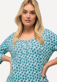 Ulla Popken FLOWER PRINT 3/4 SLEEVE A LINE  - Maglietta a manica lunga - snow white