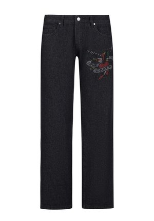 Ed Hardy, TRUE DEATH  - Straight leg jeans - black