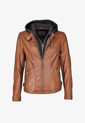 Mustang LEDERJACKE MIT SCHNALLEN - Leren jas - cognac