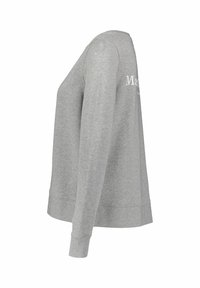 Grijze sweatshirt met lange mouwen gemaakt van een katoenmengsel. Voorzien van een ronde hals, geribbelde manchetten en bedrukt tekst op de achterkant. Licht oversized pasvorm.