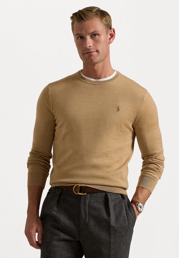 SLIM FIT WASHABLE WOOL CREWNECK JUMPER  - Jumper - camel melange