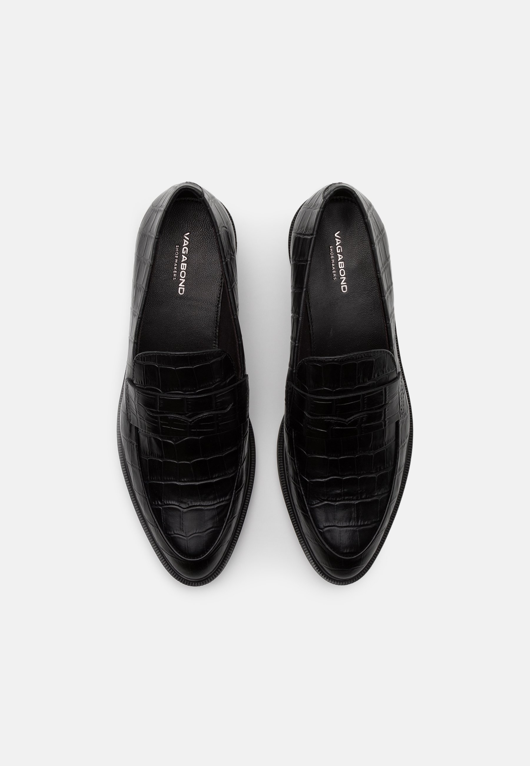 vagabond frances leather loafers in black