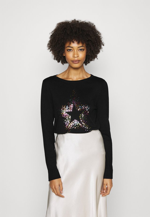 RAINBOW STAR TINSEL JUMPER - Jumper - black