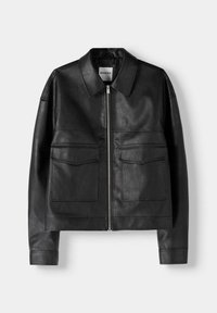 Bershka Faux leather jacket - black