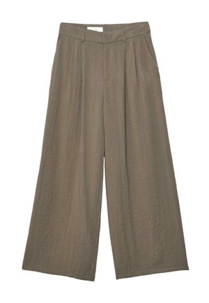 Stradivarius, ADJUSTABLE WIDE-LEG LINEN-EFFECT TROUSERS - Pantalon classique - mottled light brown