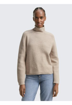 PULLOVER RELAXED FIT  MIT STEHKRAGEN - Jumper - cosy beige melange