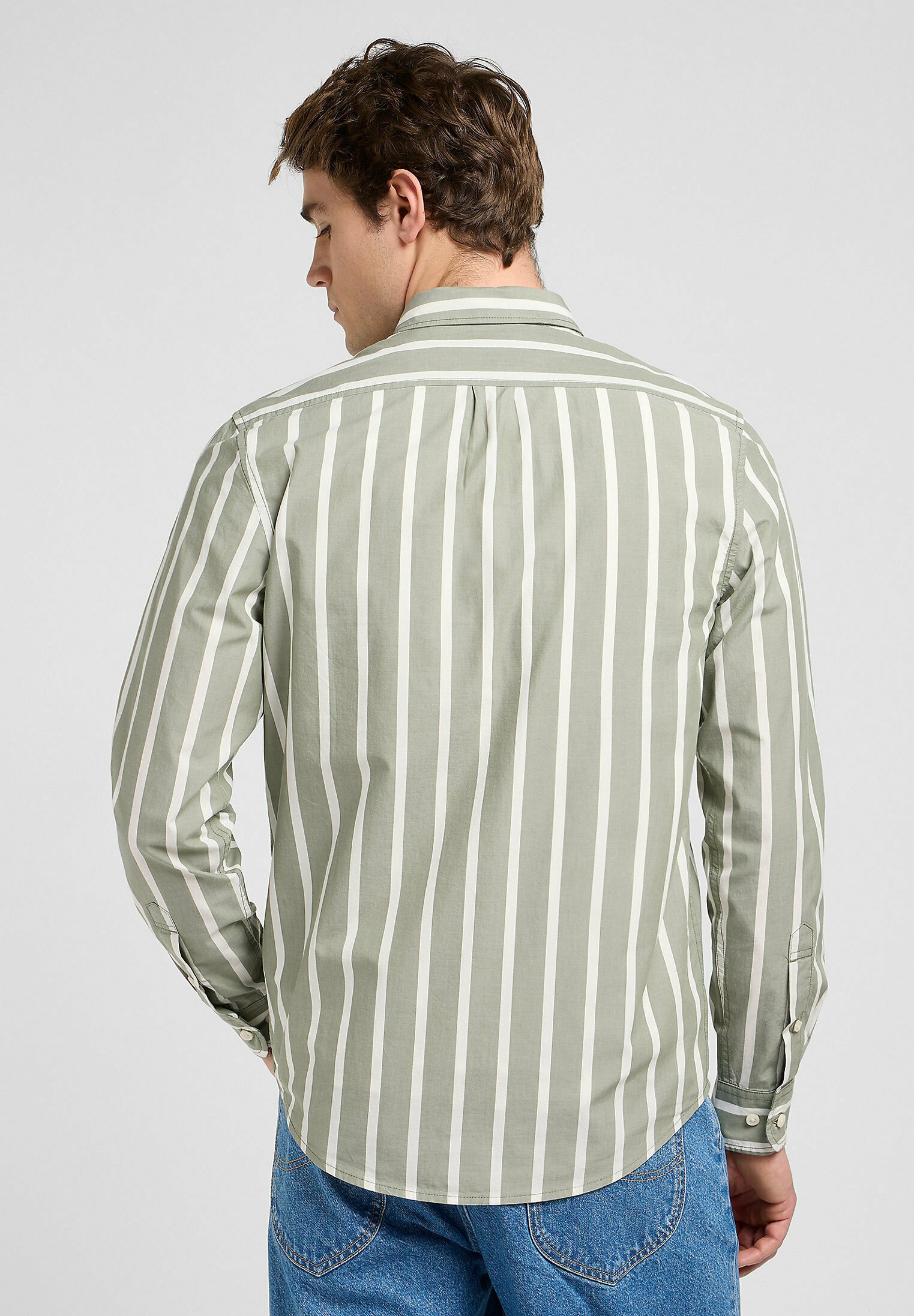 Lee Shirt - olive stone stripe/green - Zalando