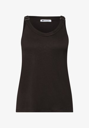 Sort ærmeløs tanktop med scoop-halsudskæring og justerbare spænde stropper fra mærket Street One.