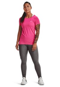 Under Armour HEATGEAR ARMOUR - T-shirt desportiva - electro pink // metallic silver