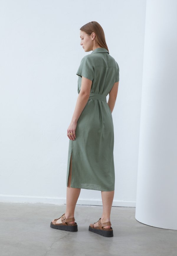 LINEN BLEND SHIRT DRESS - Shirt dress - khaki3