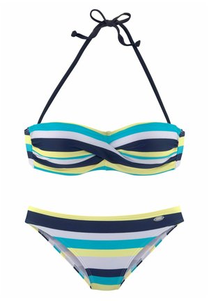 BANDEAU SET - Bikini - marine/gelb/gestreift