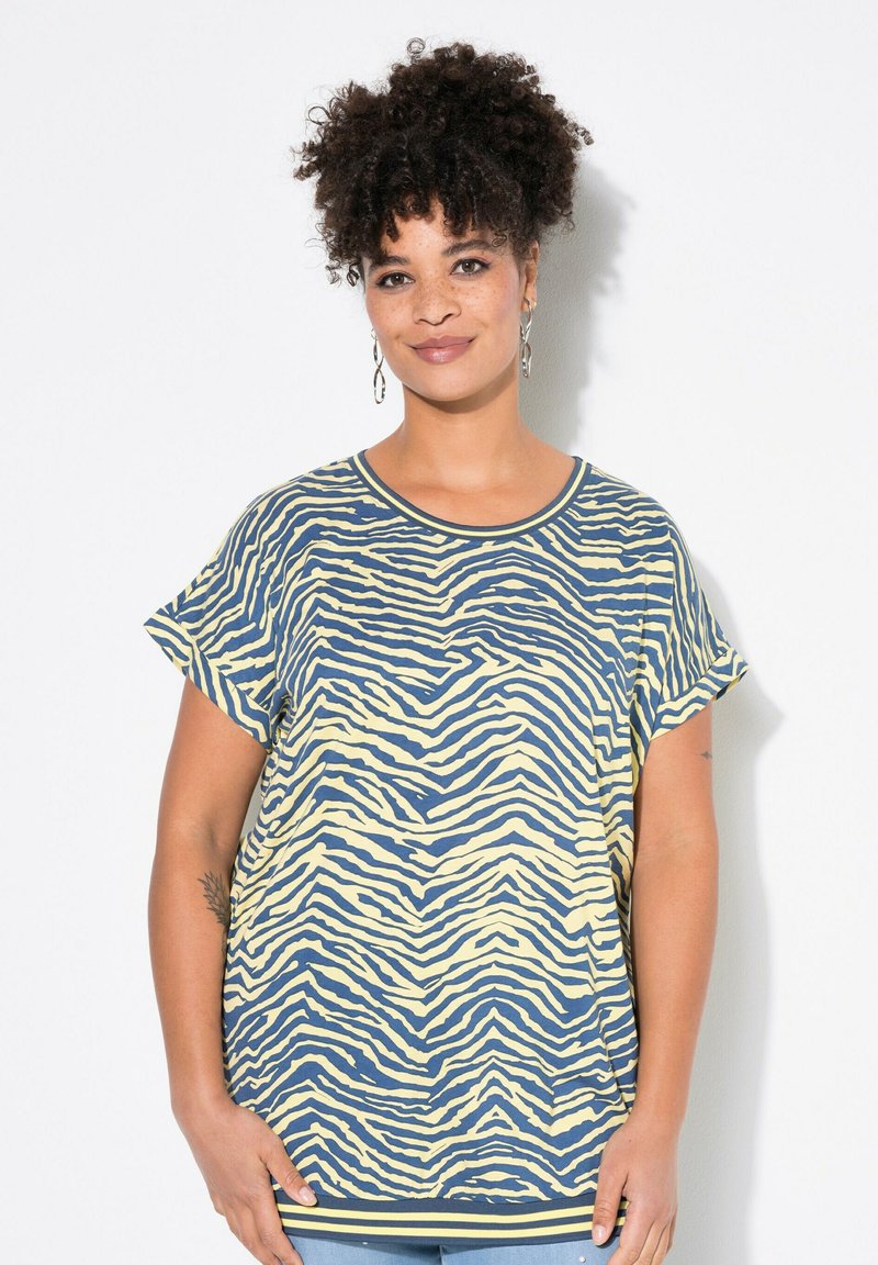 MIAMODA CREW NECK ZEBRA  - Camiseta estampada - pale yellow