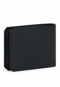 Black leather wallet with a textured surface, rectangular shape, and rounded corners. Features no visible hardware or accents.